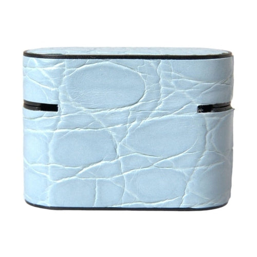 Dolce & Gabbana Light Blue Leather Metal Logo Plaque Airpods Case
