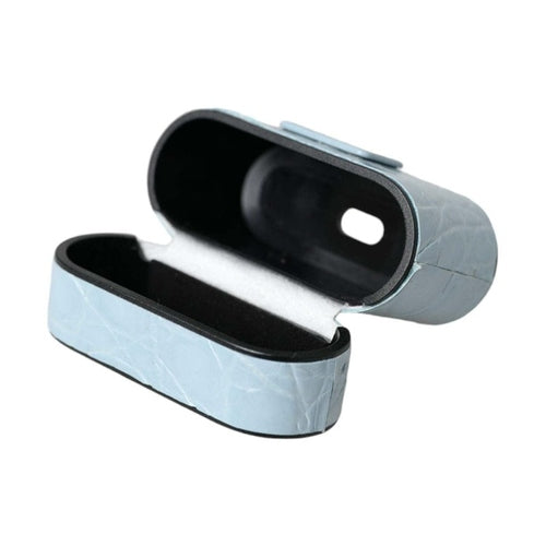 Dolce & Gabbana Light Blue Leather Metal Logo Plaque Airpods Case