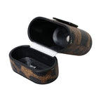 Dolce & Gabbana Brown Leopard Calf Leather Metal Logo Plaque Airpods Case