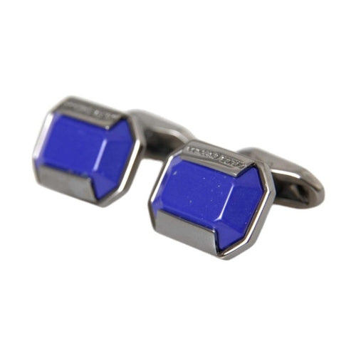 Dolce & Gabbana Silver Plated Brass Pin Crystal Cufflinks