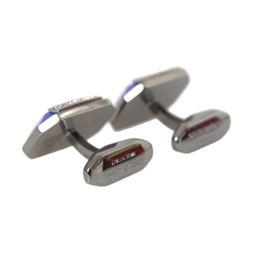 Dolce & Gabbana Silver Plated Brass Pin Crystal Cufflinks