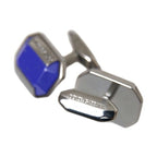 Dolce & Gabbana Silver Plated Brass Pin Crystal Cufflinks