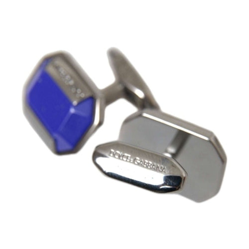 Dolce & Gabbana Silver Plated Brass Pin Crystal Cufflinks