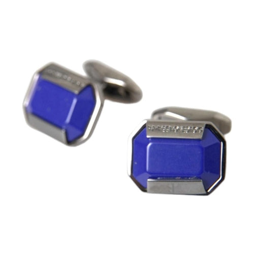 Dolce & Gabbana Silver Plated Brass Pin Crystal Cufflinks