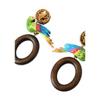 Dolce & Gabbana Multicolor Parrot Wood Brass Crystal Embellished Earrings