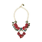 Dolce & Gabbana Gold Brass Link Chain RosePetal Crystal Pendant Necklace