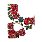 Dolce & Gabbana Gold Brass Link Chain RosePetal Crystal Pendant Necklace