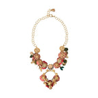 Dolce & Gabbana Gold Brass Link Chain RosePetal Crystal Pendant Necklace