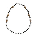 Gold Tone Brass Black Printed Beaded Long Chain Necklace