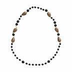 Dolce & Gabbana Gold Tone Brass Black Printed Beaded Long Chain Necklace