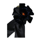 Dolce & Gabbana Black Silk Gold Brass Floral Hair Pin Brooch