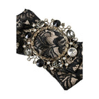 Dolce & Gabbana Black Lace Crystal Handmade Brooch Hair Pin