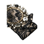 Dolce & Gabbana Black Lace Crystal Handmade Brooch Hair Pin