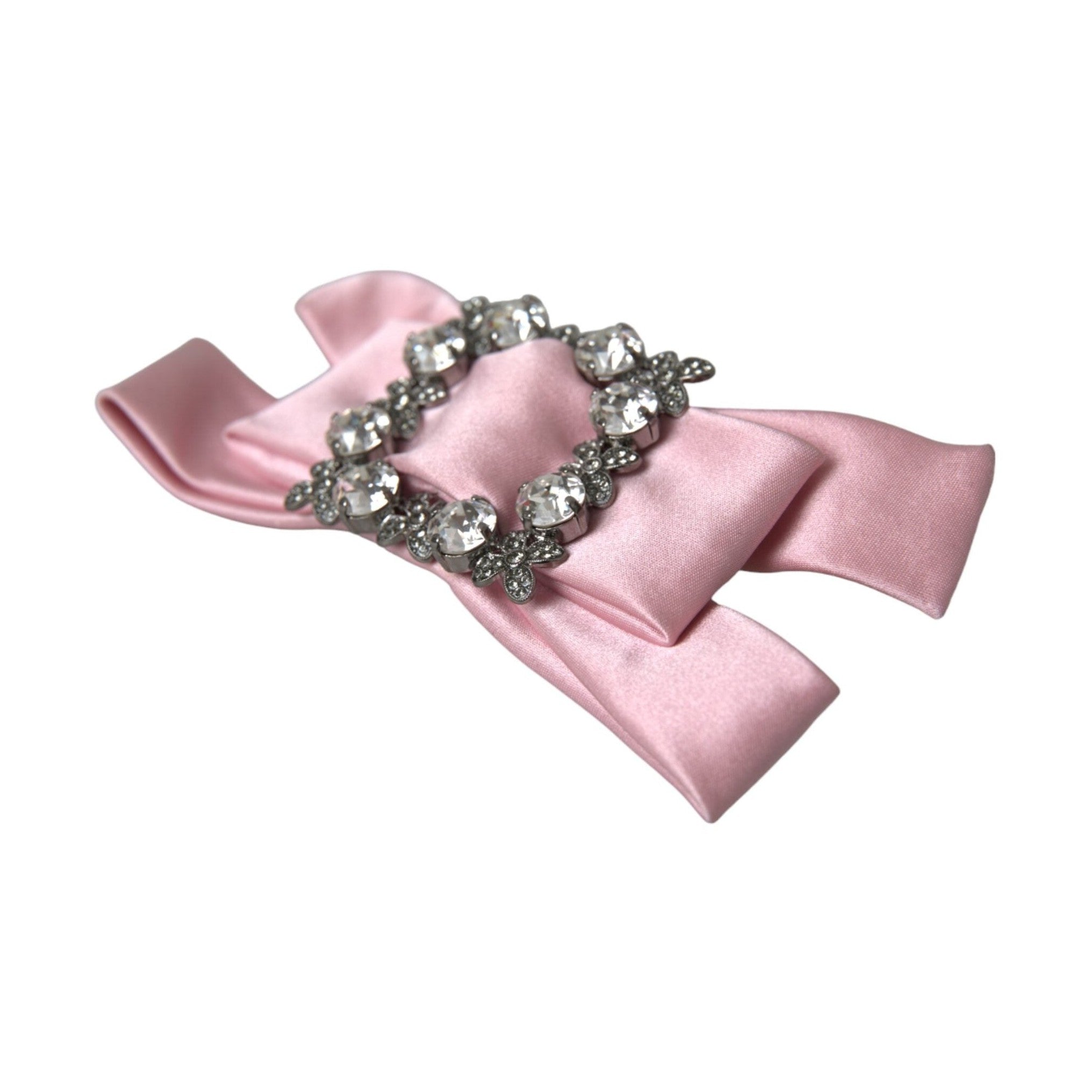 Dolce & Gabbana Pink Satin Crystal Jewelry Brooch Hair Pin