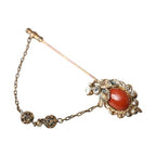 Dolce & Gabbana Gold Brass Crystal Chain 925 Sterling Silver Pin Brooch