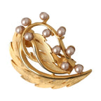 Dolce & Gabbana Gold Brass Leaf Embellished Jewelry Brooch Hair Pin