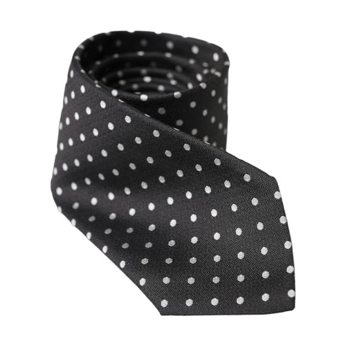 Dolce & Gabbana Black White Polka Dots 100% Silk Necktie Face Mask