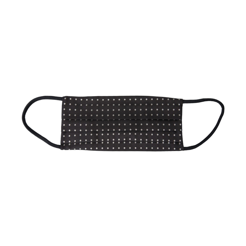 Dark Gray White Polka Dots 100% Silk Necktie Face Mask