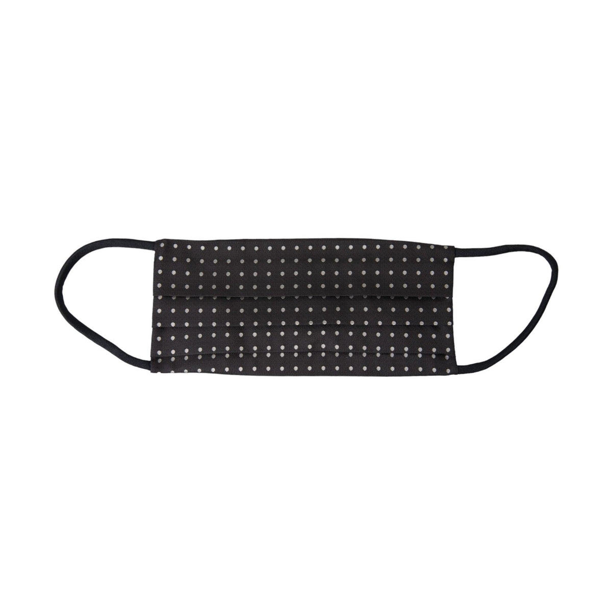 Dark Gray White Polka Dots 100% Silk Necktie Face Mask