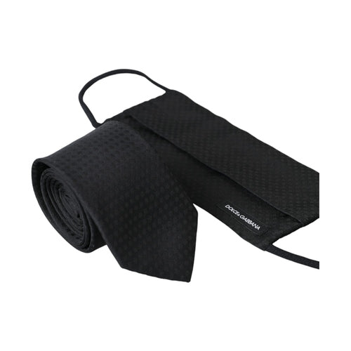 Dolce & Gabbana Black 100% Silk Adjustable Necktie Face Mask