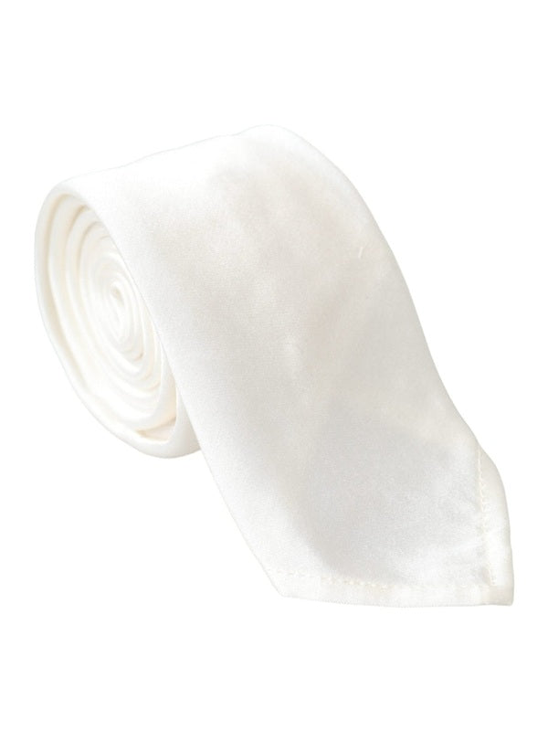 Dolce & Gabbana White Silk Blend Adjustable Tie Men