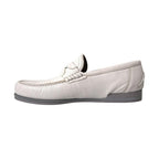 Dolce & Gabbana White Gray Leather Slip Mocassin Shoes Loafer
