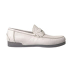 Dolce & Gabbana White Gray Leather Slip Mocassin Shoes Loafer
