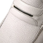 Dolce & Gabbana White Gray Leather Slip Mocassin Shoes Loafer