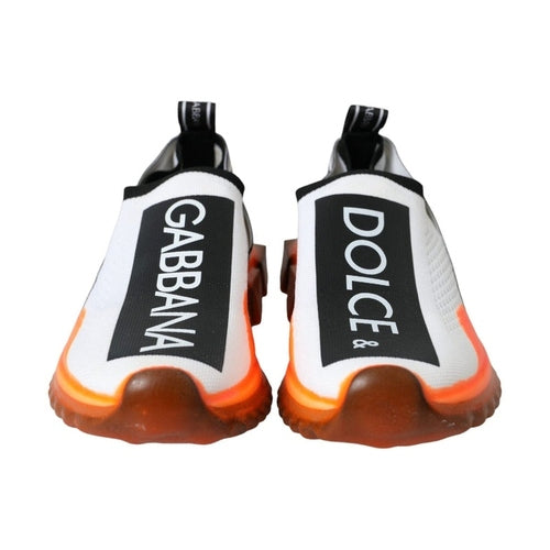 Dolce & Gabbana Black White Orange Slip On Sorrento Sneakers Shoes