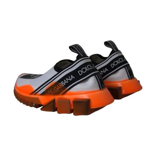 Dolce & Gabbana Black White Orange Slip On Sorrento Sneakers Shoes