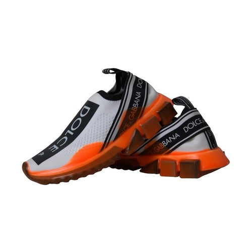 Dolce & Gabbana Black White Orange Slip On Sorrento Sneakers Shoes