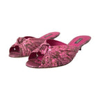 Dolce & Gabbana Pink Exotic Leather Kitten Heels Slides Shoes