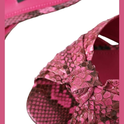 Dolce & Gabbana Pink Exotic Leather Kitten Heels Slides Shoes