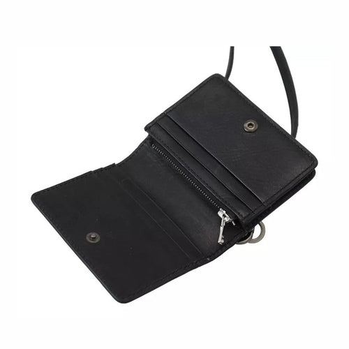 Dolce & Gabbana Black Leather Bifold Shoulder Sling Women Wallet