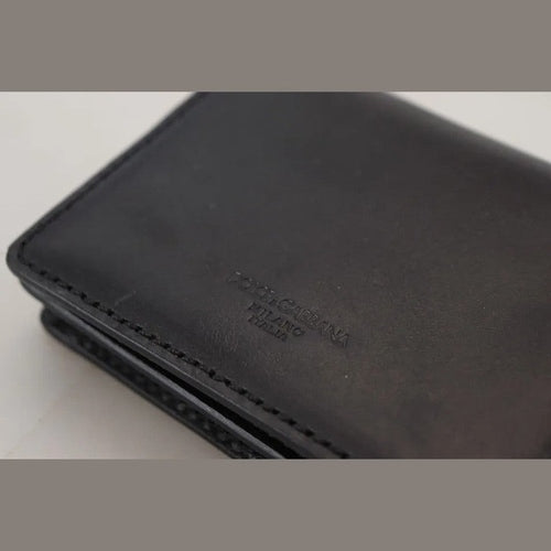 Dolce & Gabbana Black Leather Bifold Shoulder Sling Women Wallet