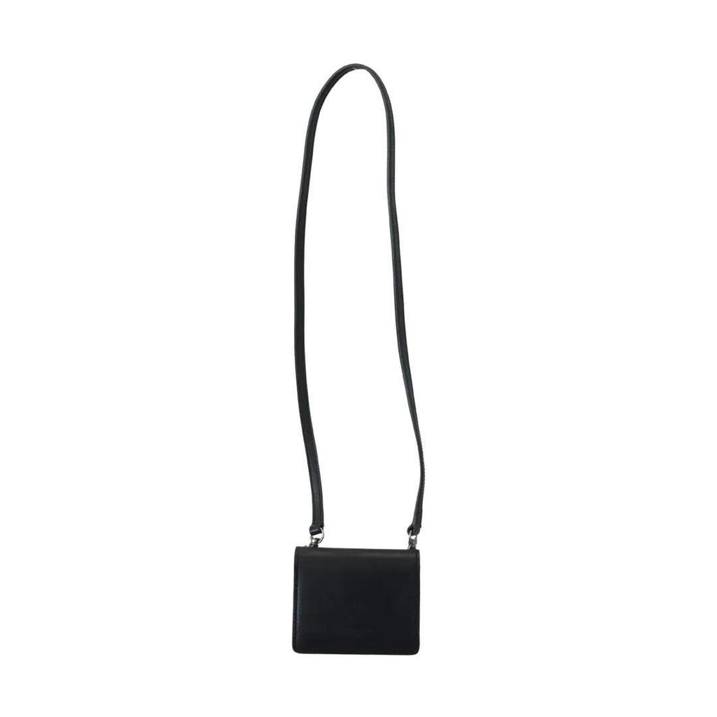 Black Leather Bifold Shoulder Sling Women Wallet