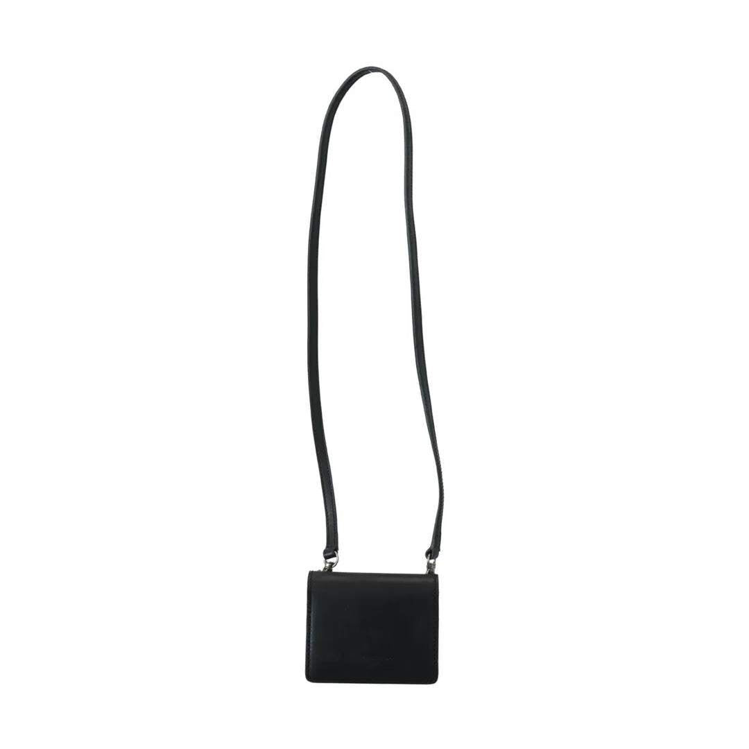Black Leather Bifold Shoulder Sling Women Wallet