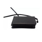 Black Leather Bifold Shoulder Sling Women Wallet