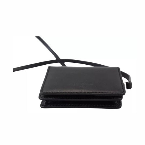 Dolce & Gabbana Black Leather Bifold Shoulder Sling Women Wallet