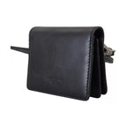 Black Leather Bifold Shoulder Sling Women Wallet
