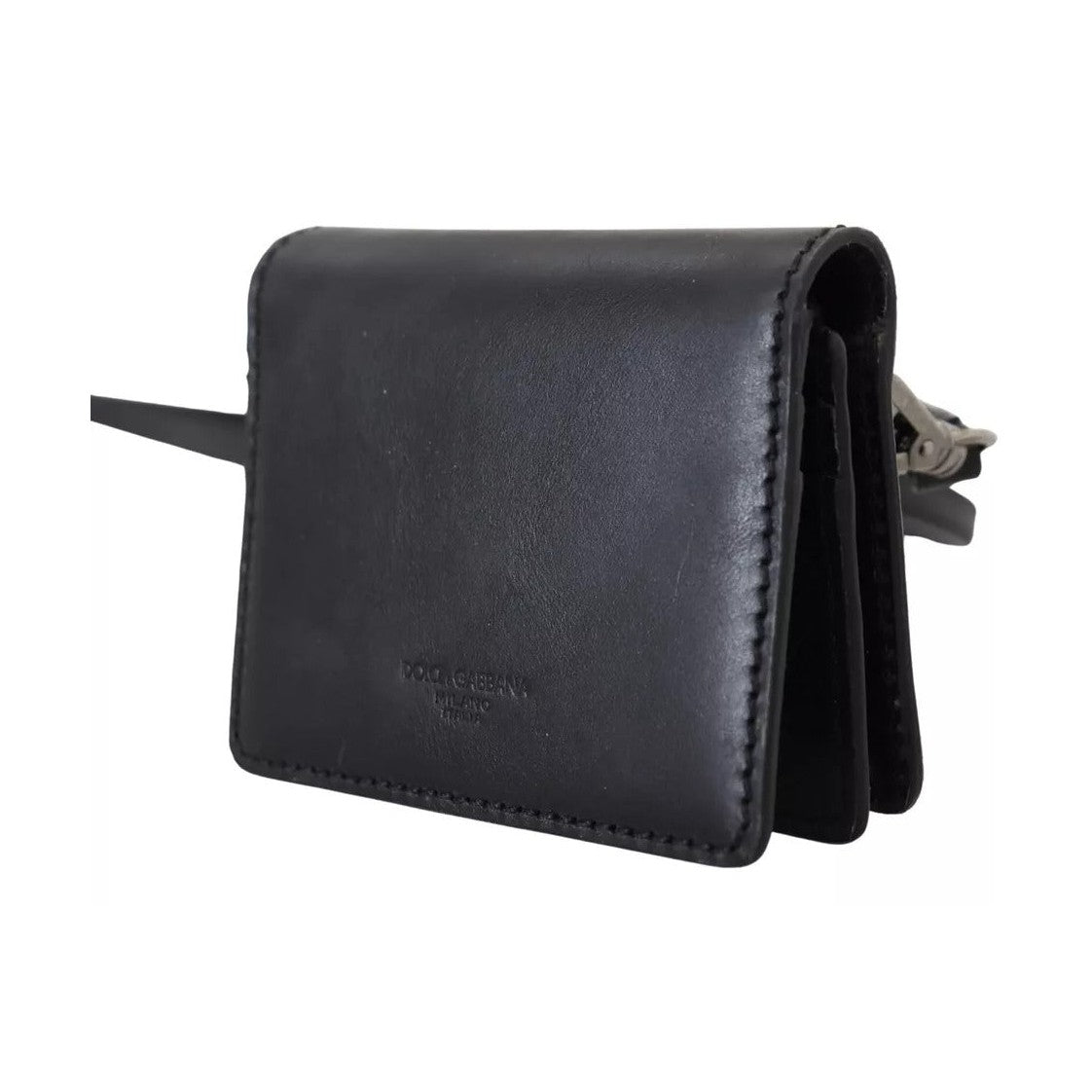 Black Leather Bifold Shoulder Sling Women Wallet