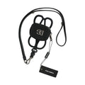 Black Calfskin Leather DG Logo Coin Purse Lanyard Wallet