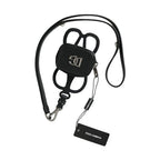 Dolce & Gabbana Black Calfskin Leather DG Logo Coin Purse Lanyard Wallet