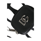 Dolce & Gabbana Black Calfskin Leather DG Logo Coin Purse Lanyard Wallet