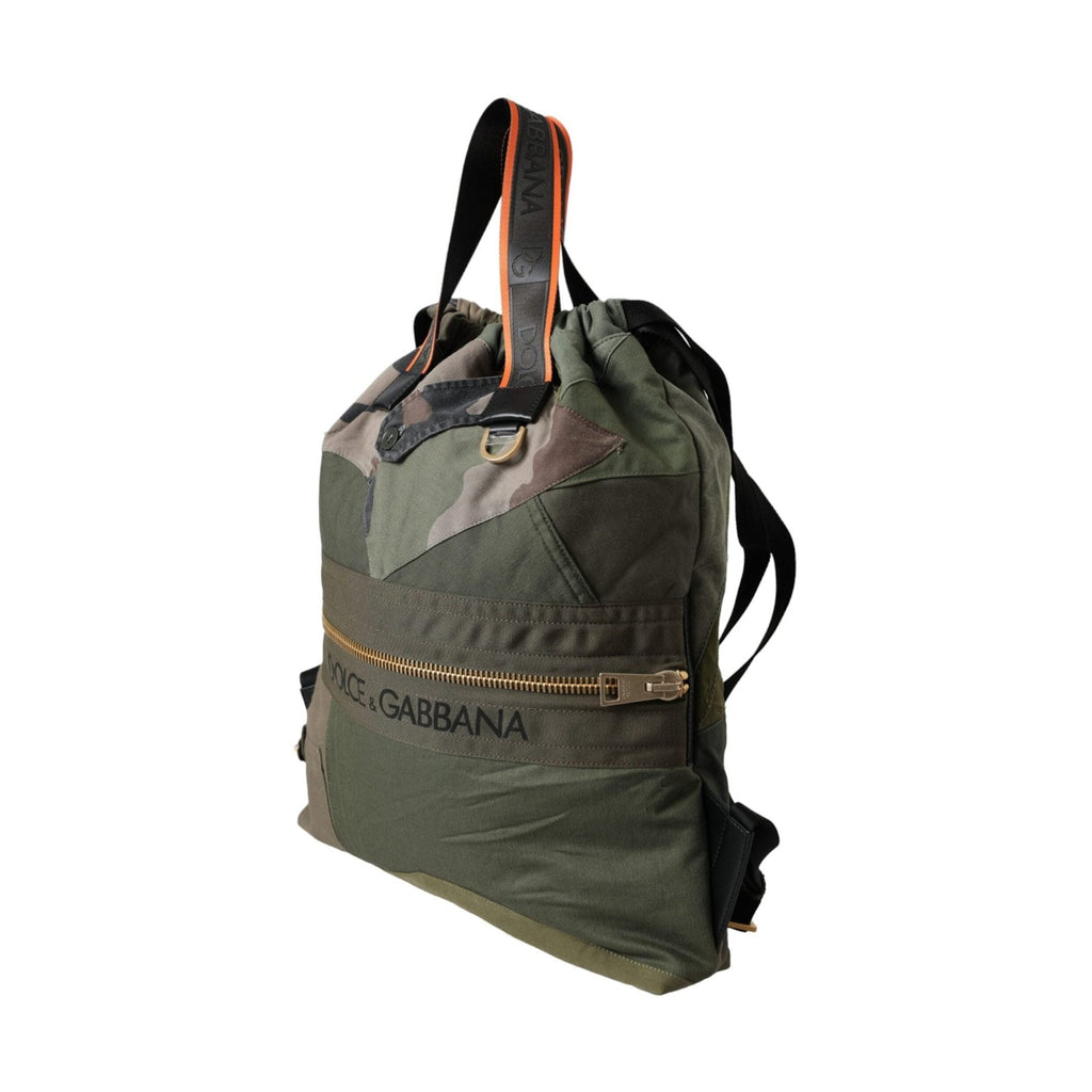 Dolce & Gabbana Military Green Patchwork Rucksack Backpack Bag