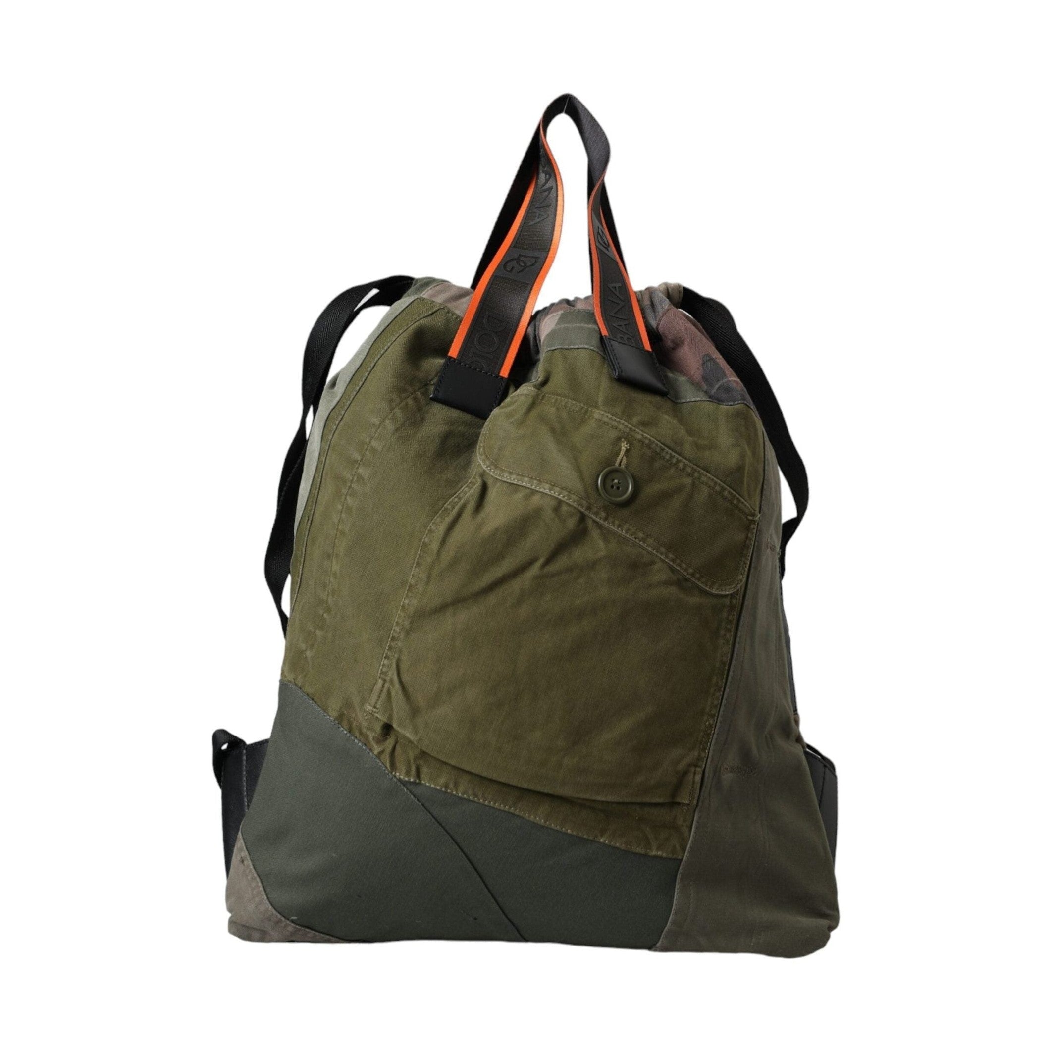 Dolce & Gabbana Military Green Patchwork Rucksack Backpack Bag