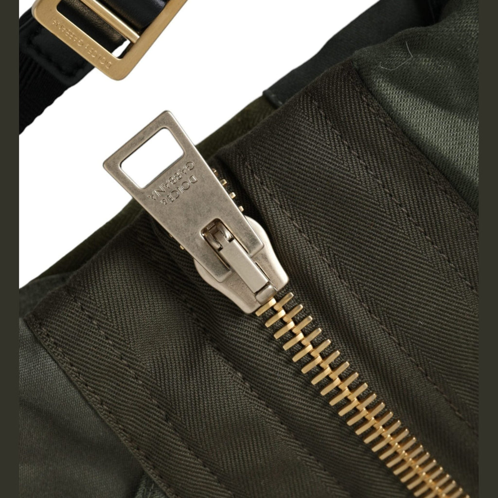 Dolce & Gabbana Military Green Patchwork Rucksack Backpack Bag