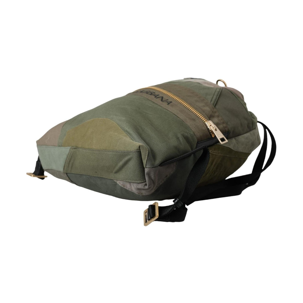 Dolce & Gabbana Military Green Patchwork Rucksack Backpack Bag