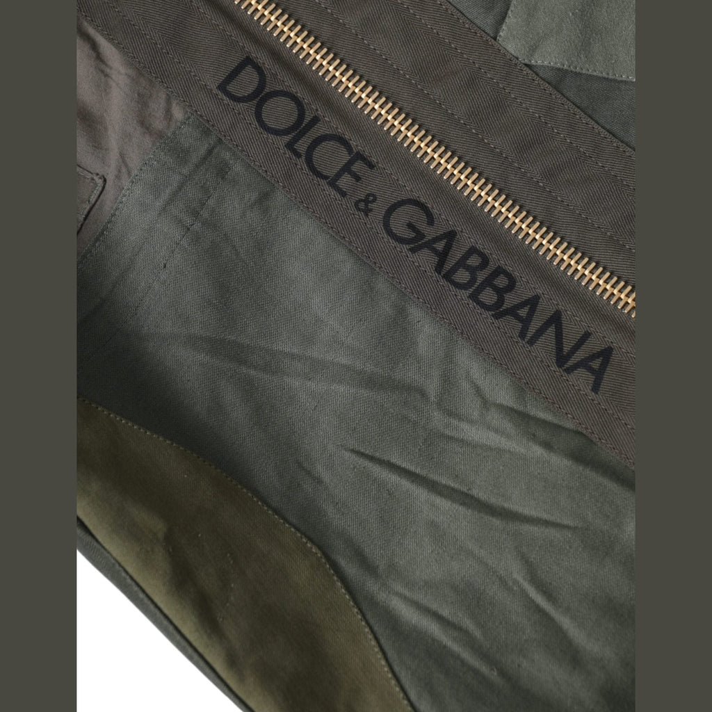 Dolce & Gabbana Military Green Patchwork Rucksack Backpack Bag