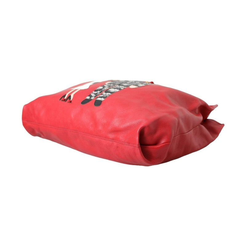 Dolce & Gabbana Red Leather #DGFamily Patch Shopping Tote Bag